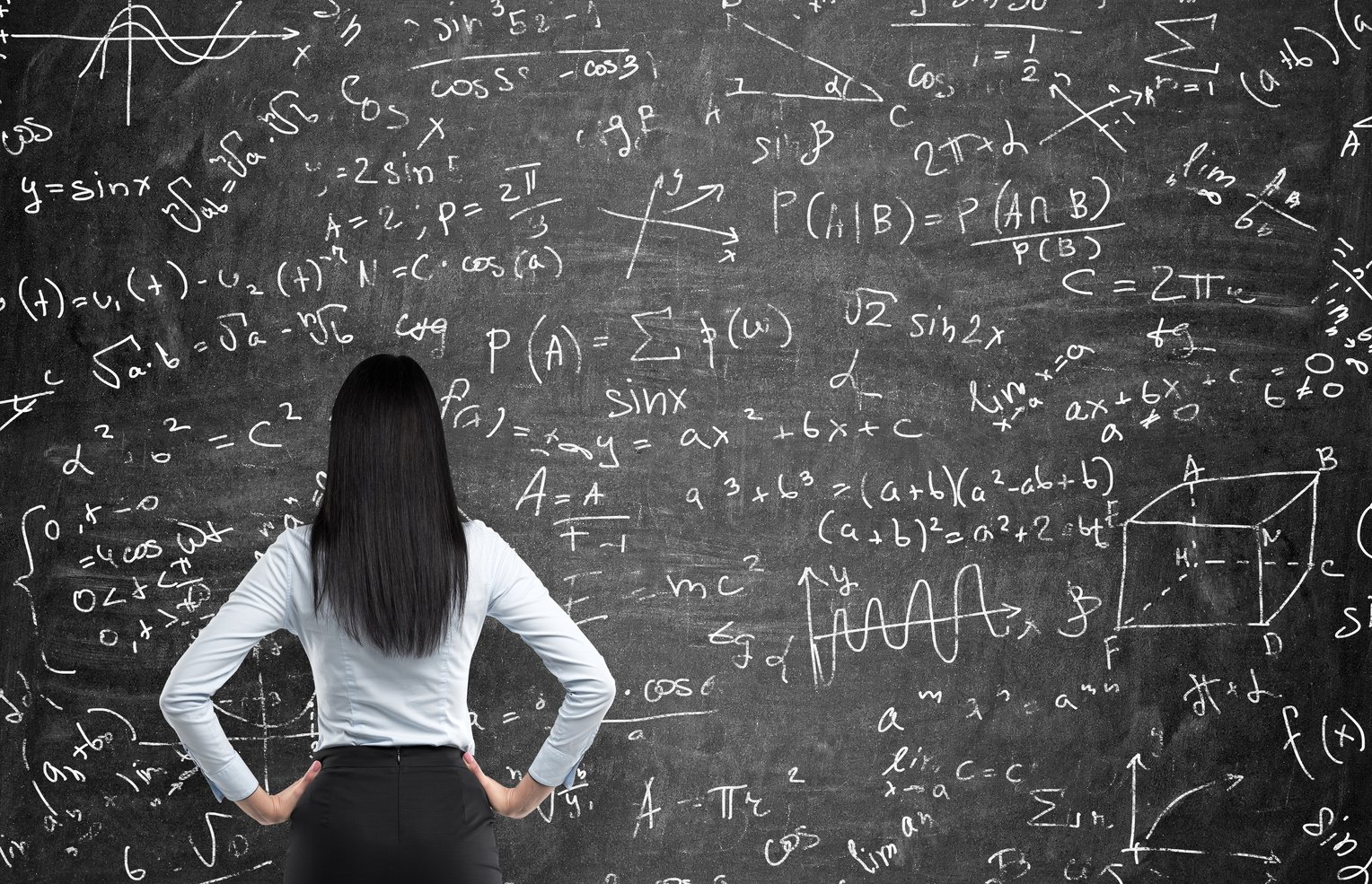 woman who tries to solve math problems.